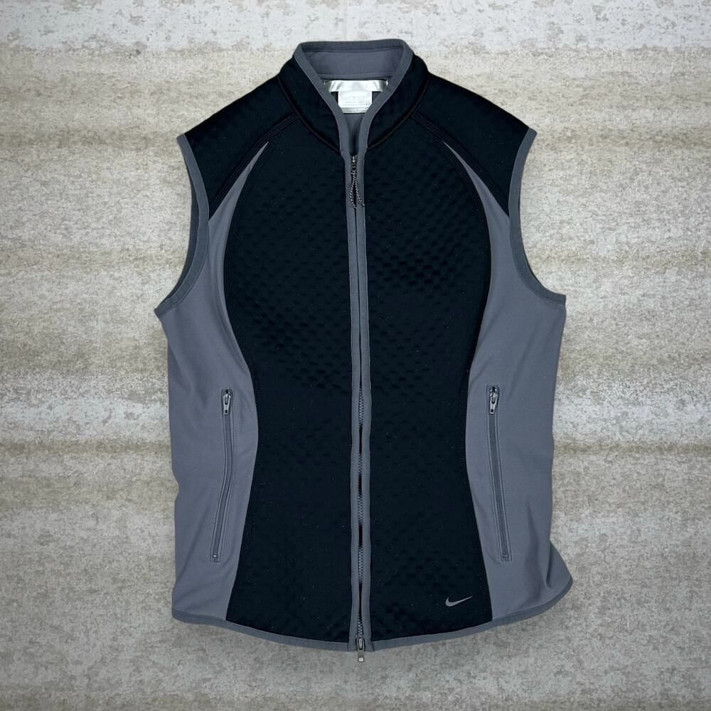 Vintage Y2K Nike Golf Vest Womens XS Grey Black Polyester Full Zip